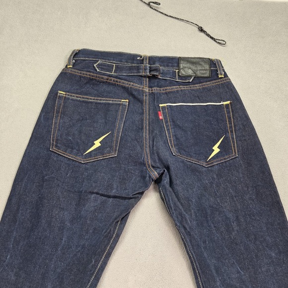 Flat Head Jeans Mens Fits 28x31 Blue Selvedge Slim Straight Buckile Back Denim - Picture 5 of 14